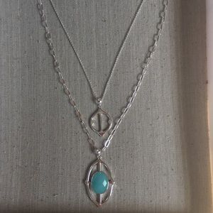 Stella & Dot fortuna stone necklace set silver